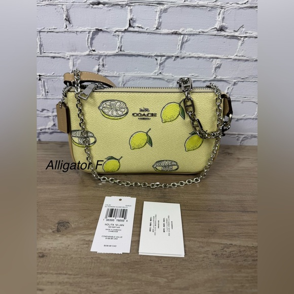 NWT Coach Nolita 19With Lemon Print  a free unbranded chain and extender CAL26